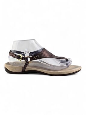 Vionic Kirra Sandal Leather Thong Metallic Bronze Backstrap Arch Support 8